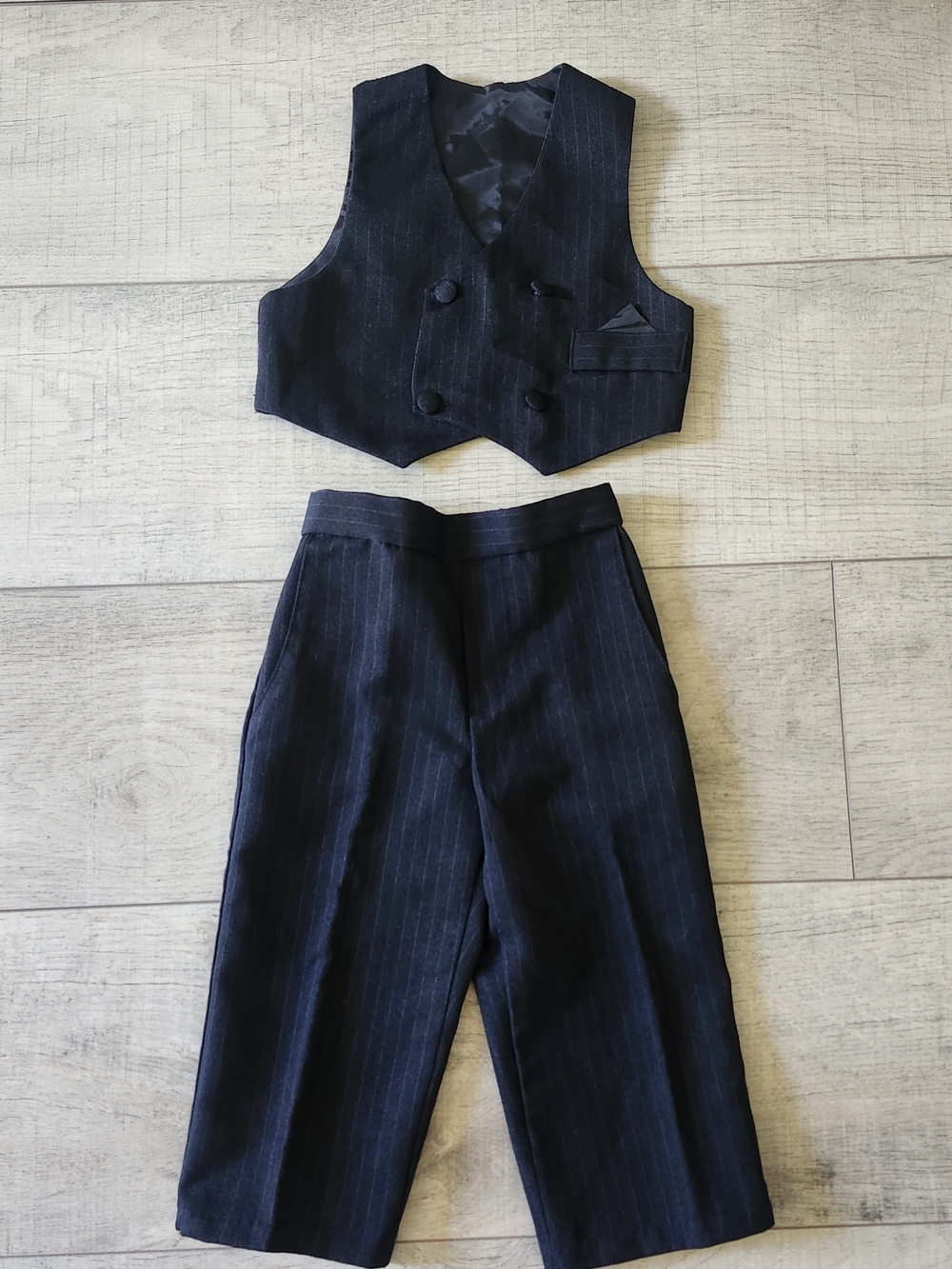 Size 2, Toddler Vest And Pants, Black With Stripes, Very Good Conditions